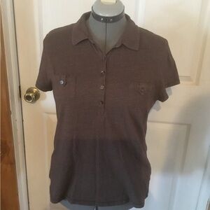 Sonoma Women's sz L brown collard t-shirt